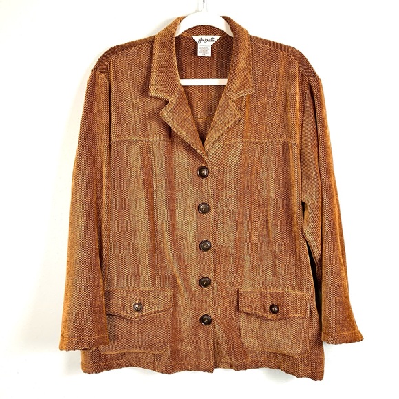 Vtg Fern Dratten Textured Rusty Brown 70’s Vibes Lightweight Jacket, Size 1X - Picture 2 of 10